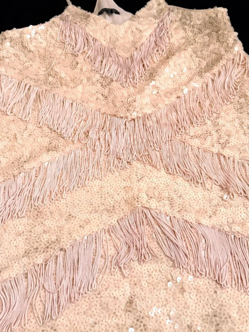 GIANNI BINI Womens Sequined Fringes Shirt Medium Pinkish Unique Lined Evening - Picture 3 of 10
